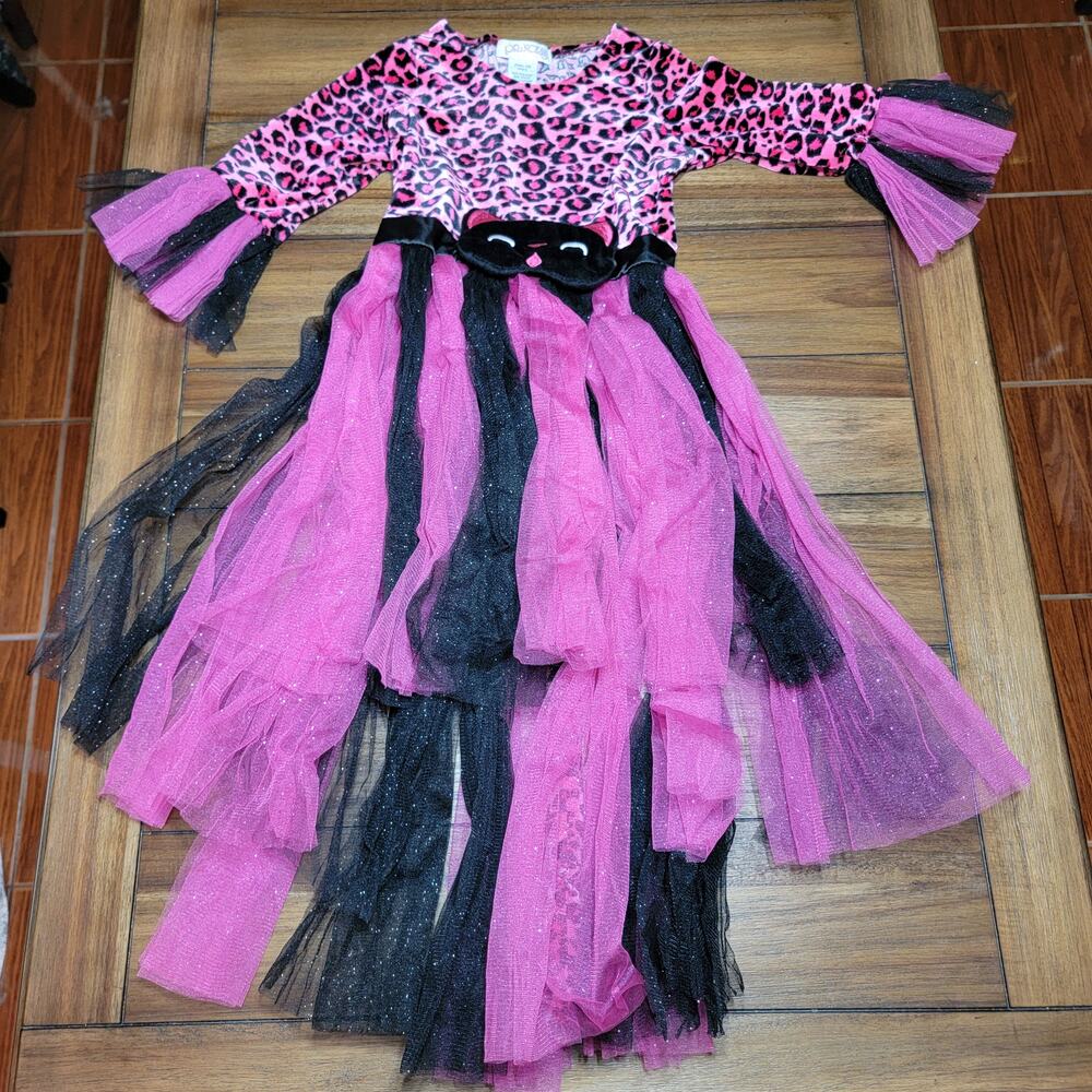 Princess Paradise Pink & Black Cat Dress/Costume w/ Tail - Size Large (10)
